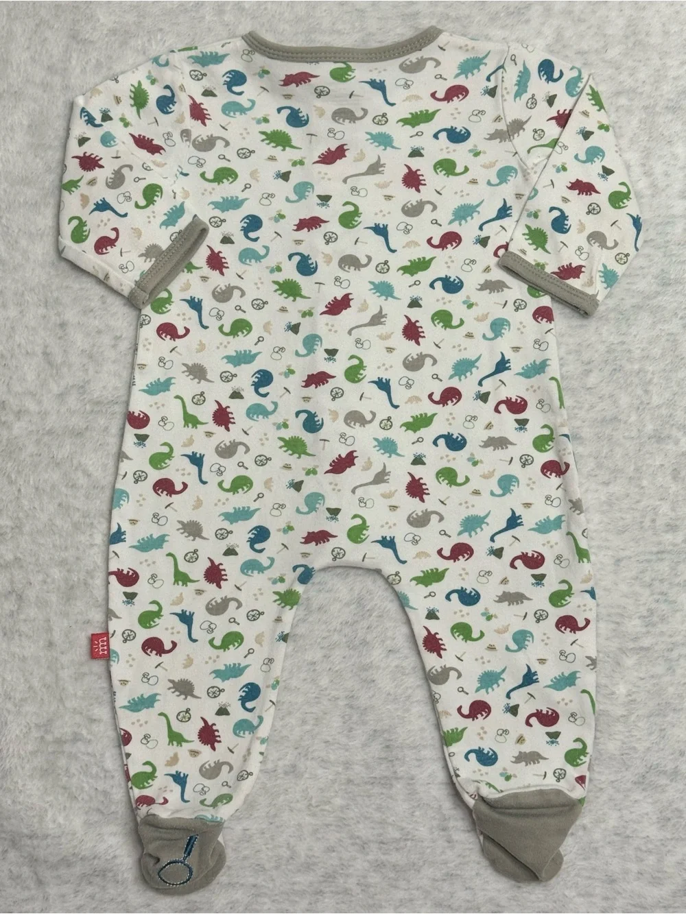 Magnetic Me Dinosaur Footie Sleeper 3-6M Baby Organic Cotton Neutral Cream